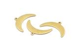 Brass Moon Charm, 12 Raw Brass Crescent Moon Charms With 1 Loop (10x30x0.80mm) A1723