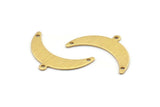 Brass Moon Charm, 12 Textured Raw Brass Crescent Moon Charms With 1 Loop And 2 Hole (10x30x0.80mm) A1718