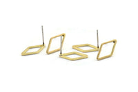 Brass Diamond Earring, 12 Raw Brass Diamond Stud Earrings (10x16x1mm) D0058 A2064