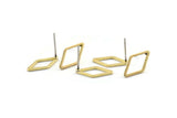 Brass Diamond Earring, 12 Raw Brass Diamond Stud Earrings (10x16x1mm) D0058 A2064