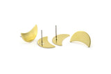 Brass Moon Earring, 8 Raw Brass Crescent Moon Stud Earrings (18x8.5x0.70mm) M737 A2057
