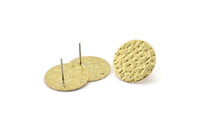 Brass Round Earring, 6 Raw Brass Round Stud Earrings With 1 Hole (20x0.85mm) E196 A2079