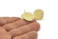 Brass Round Earring, 6 Raw Brass Round Stud Earrings With 1 Hole (20x0.85mm) E196 A2079