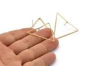 Brass Triangle Earring, 10 Raw Brass Triangle Stud Earrings (37x32x1mm) D1299 A1846