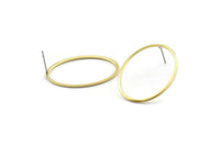 Brass Oval Earring, 12 Raw Brass Oval Stud Earrings (30x23x1mm) A1708 A2085