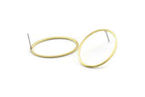 Brass Oval Earring, 12 Raw Brass Oval Stud Earrings (30x23x1mm) A1708 A2085