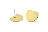 Semi Circle Earring, 8 Raw Brass Half Moon Stud Earrings (18x14x0.90mm) M981 A2053