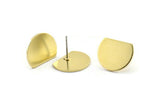 Semi Circle Earring, 8 Raw Brass Half Moon Stud Earrings (18x14x0.90mm) M981 A2053
