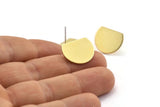 Semi Circle Earring, 8 Raw Brass Half Moon Stud Earrings (18x14x0.90mm) M981 A2053