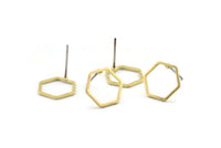 Brass Hexagon Earring, 12 Raw Brass Hexagon Stud Earrings (12x0.80mm) Bs 1171 A2055