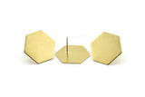 Brass Hexagon Earring, 6 Raw Brass Hexagon Stud Earrings (20x0.80mm) D0093 A2070