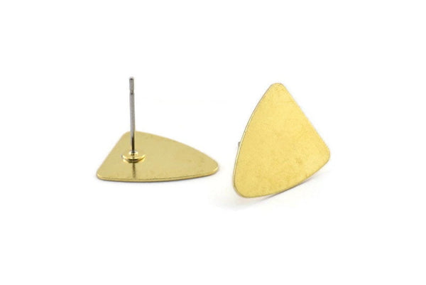 Brass Triangle Earring, 12 Raw Brass Triangle Stud Earrings (13.5x15mm) N0666 A2067