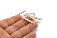 Gümüş U Şeklinde Charm, 1 Delikli 8 Dokulu Antik Gümüş Kaplama Pirinç U Şeklinde Charm, Boşluklar (30x13x0,80 mm) M168 H1588