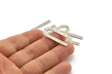 Gümüş U Şeklinde Charm, 1 Delikli 8 Dokulu Antik Gümüş Kaplama Pirinç U Şeklinde Charm, Boşluklar (30x13x0,80 mm) M168 H1588