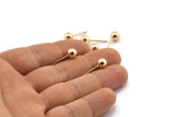 Gold Ball Earring, 6 Gold Plated Brass Ball Stud Earrings, Stainless Steel Earring Posts 6mm Ear Studs Bs 1071--N0557