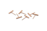 Rectangle Bar Stud, 12 Stainless Steel Earring Posts With Rose Gold Plated Brass Flat Bar Stud, Ear Studs (12x14mm) BS 1704