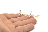 Brass Earring, 12 Raw Brass Lightning Bolt Stud Earrings (14x5x0.50mm) A0891 A2264