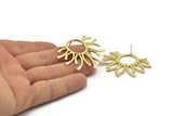 Brass Sun Earring, 2 Raw Brass Sun Stud Earrings (45x37x1.5mm) BS 1943 A2263