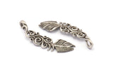 Gümüş Tüy Kolye, Antik Gümüş Kaplama Pirinç Yaprak Takılar, 1 Döngülü (55x14mm) N0186