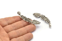 Gümüş Tüy Kolye, Antik Gümüş Kaplama Pirinç Yaprak Takılar, 1 Döngülü (55x14mm) N0186