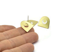 Stud Earring, 10 Raw Brass D Shaped Crescent Moon Stud Earrings (16x17x0.50mm) M1061 A2269