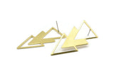 Brass Triangle Earring, 4 Raw Brass Triangle Stud Earrings (47x21x1mm) M01106 A2268