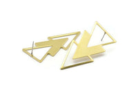 Brass Triangle Earring, 4 Raw Brass Triangle Stud Earrings (47x21x1mm) M01106 A2268