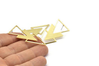 Brass Triangle Earring, 4 Raw Brass Triangle Stud Earrings (47x21x1mm) M01106 A2268