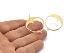 Brass Round Earring, 6 Raw Brass Round Stud Earrings With 1 Loop (31x29x0.70mm) D0741 A1845