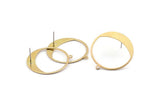 Brass Round Earring, 6 Raw Brass Round Stud Earrings With 1 Loop (31x29x0.70mm) D0741 A1845