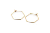Gold Hexagon Earring, 100 Gold Plated Brass Wire Hexagon Earring Charms, Pendants, Findings (20x0.7mm) E320