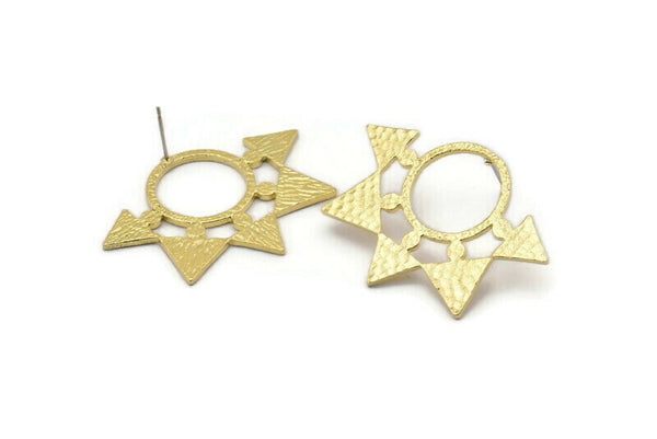 Brass Earring, 2 Raw Brass, Stud Earrings, Earrings (30x43x1.5mm) BS 1956 A2299