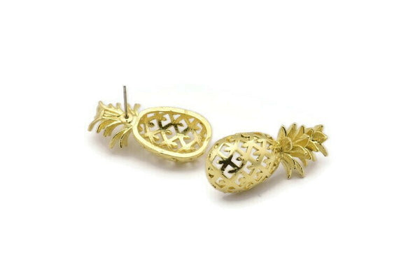 Pirinç Ananas Küpeler, 2 Ham Pirinç Ananas Küpe (30x13,4x6,3 mm) N0250 A2301