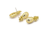 Pirinç Ananas Küpeler, 2 Ham Pirinç Ananas Küpe (30x13,4x6,3 mm) N0250 A2301