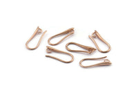 Rose Gold Ear Hooks, 12 Rose Gold Plated Brass Earring Wires, Earring Hooks (20x8mm) BS 1833