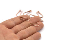 Rose Gold Ear Hooks, 12 Rose Gold Plated Brass Earring Wires, Earring Hooks (20x8mm) BS 1833