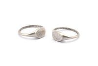Silver Oval Ring, 4 Antique Silver Plated Brass Ring Oval Settings (18mm) E265 H1328