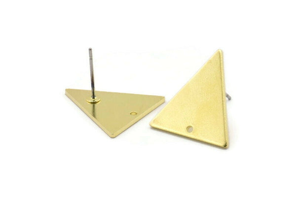 Brass Triangle Earring, 4 Raw Brass Triangle Stud Earrings With 1 Hole (19x18x1mm) M1100 A2274
