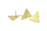 Brass Triangle Earring, 4 Raw Brass Triangle Stud Earrings With 1 Hole (19x18x1mm) M1100 A2274