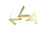 Brass Earring, 8 Raw Brass V Shaped Stud Earrings (28x23x1mm) M01247 A2273