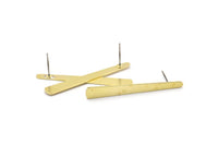 Brass Stick Earring, 8 Raw Brass Stick Stud Earrings (43x6x3x0.80mm) M1001 A2279