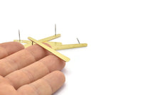 Brass Stick Earring, 8 Raw Brass Stick Stud Earrings (43x6x3x0.80mm) M1001 A2279