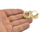 Brass Sun Earring, 2 Textured Raw Brass Sun Stud Earrings (26x33mm) BS 2432 A2303