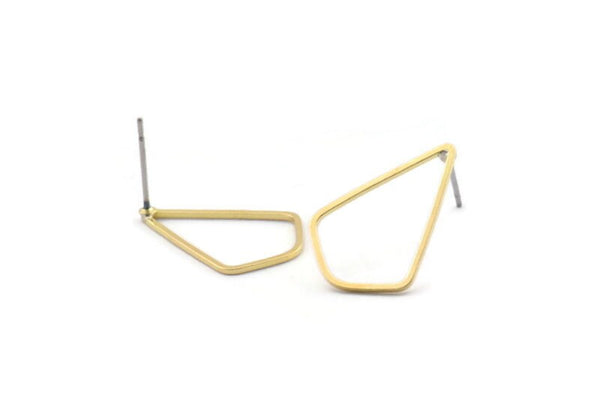 Brass Triangle Earring, 10 Raw Brass Triangle Stud Earrings (21x14x0.80mm) D0541 A2098