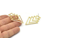 Brass Triangle Earring, 4 Raw Brass Diamond Stud Earrings (47x33x1mm) M01236 A2286