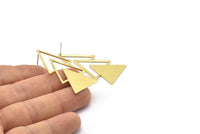 Brass Triangle Earring, 4 Raw Brass Triangle Stud Earrings (47x21x1mm) M01105 A2292