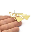 Brass Triangle Earring, 4 Raw Brass Triangle Stud Earrings (47x21x1mm) M01105 A2292