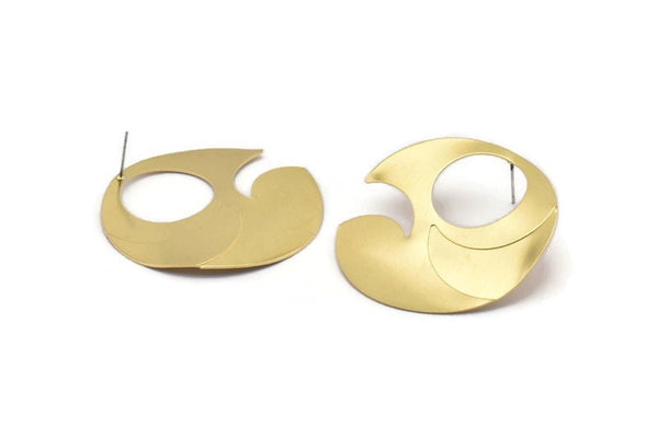 Brass Stud Earring, 2 Raw Brass Stud Earrings (45mm) BS 1281 A2310