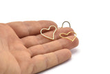 Brass Heart Earring, 12 Raw Brass Heart Stud Earrings (20x17x0.80mm) D0538 A2320
