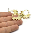 Brass Sun Earring, 2 Raw Brass Sun Stud Earrings (28x33mm) BS 2428 A2309